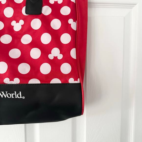 Walt Disney World Red White Minnie Mouse Polka Dot Exclusive Canvas Zip Tote - Picture 6 of 10